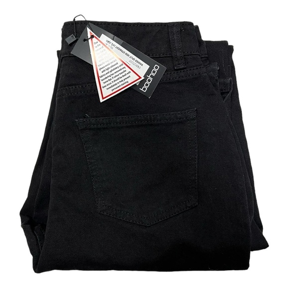 Boohoo Hi-Waisted Split Hem Jeans Black Size 4 - Picture 1 of 9